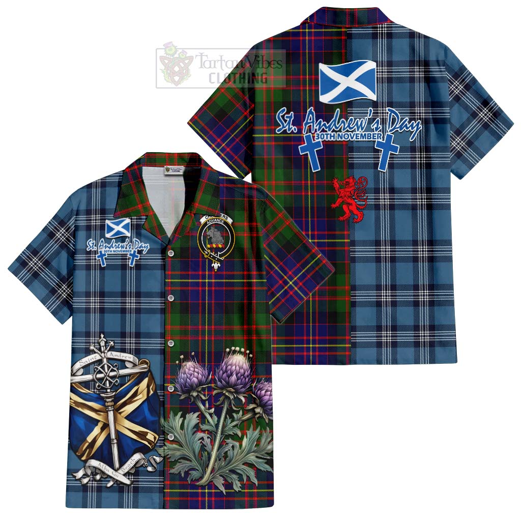 Chalmers Tartan Hawaiian Shirt Happy St. Andrew's Day Half Tartan Style Kid - Tartan Vibes Clothing