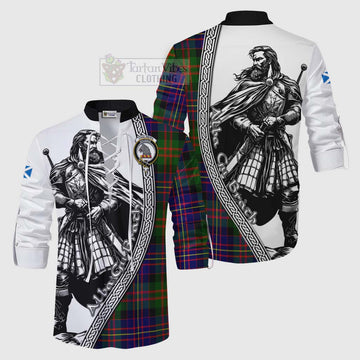 Chalmers Tartan Clan Crest Ghillie Kilt Shirt with Highlander Warrior Celtic Style Men - Tartan Vibes Clothing