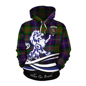 Chalmers Tartan Cotton Hoodie with Alba Gu Brath Regal Lion Emblem Pullover Hoodie XS - Tartan Vibes Clothing