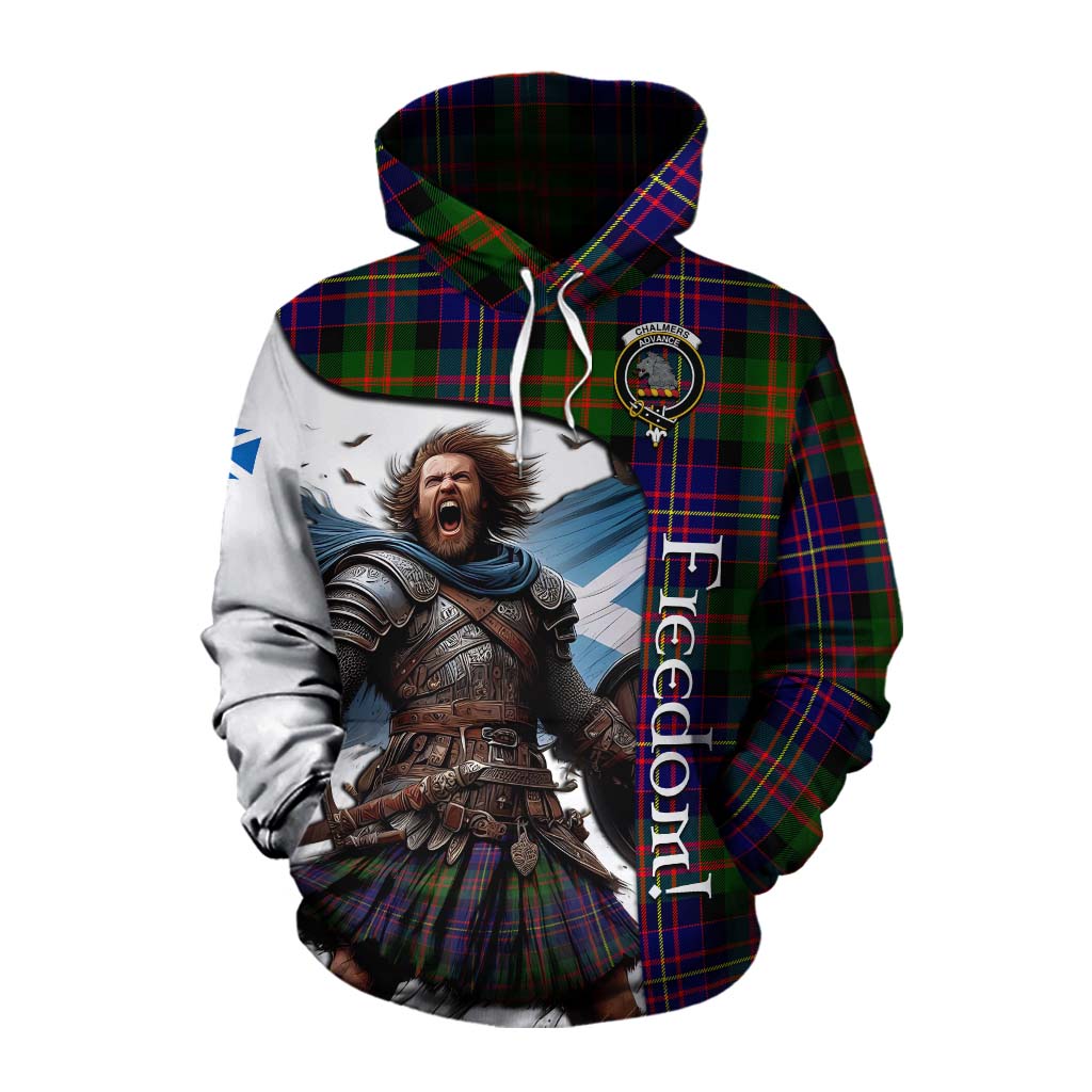 Tartan Vibes Clothing Chalmers Crest Tartan Cotton Hoodie Inspired by the Freedom of Scottish Warrior