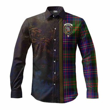 Chalmers Tartan Family Crest Long Sleeve Button Shirt Alba Gu Brath Be Brave Lion Ancient Style