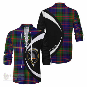Chalmers Tartan Ghillie Kilt Shirt with Family Crest Circle Style Men - Tartan Vibes Clothing