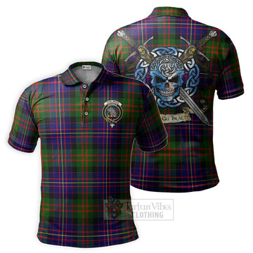 Chalmers Tartan Polo Shirt with Family Crest Celtic Skull Style Kid - Tartan Vibes Clothing