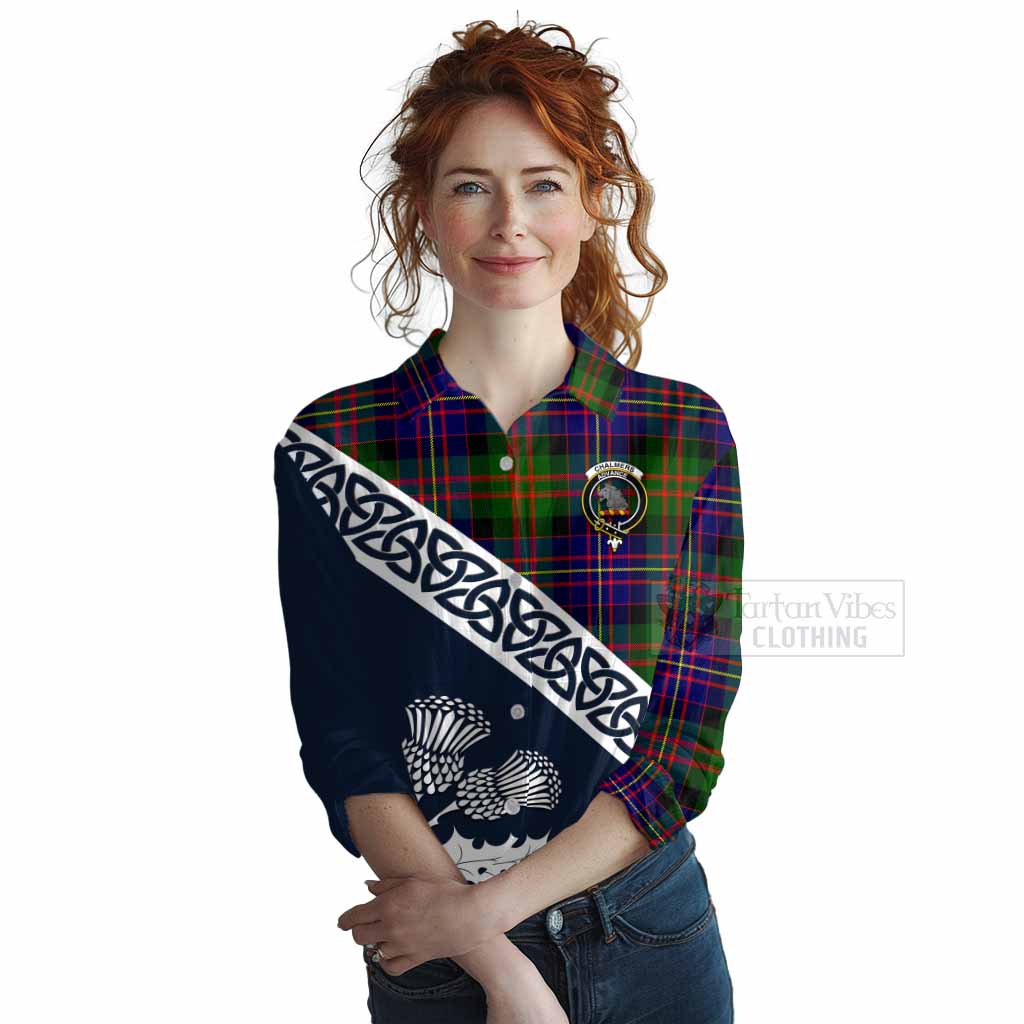 Chalmers Tartan Women's Casual Shirt Featuring Thistle and Scotland Map Female - Tartan Vibes Clothing