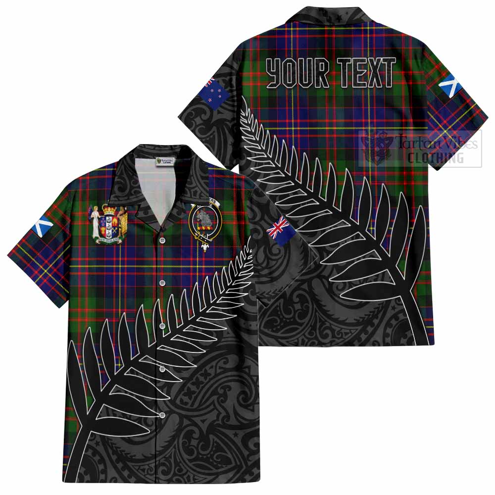 Tartan Vibes Clothing Chalmers Crest Tartan Short Sleeve Button Shirt with New Zealand Silver Fern Half Style
