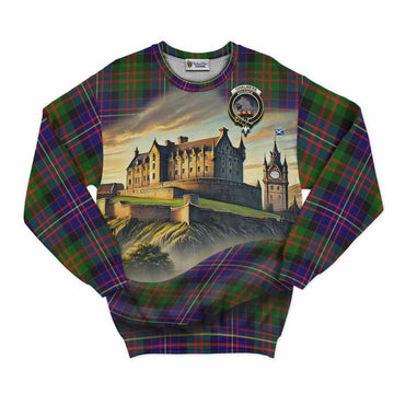 Chalmers Tartan Family Crest Sweatshirt with Scottish Ancient Castle Style Unisex - Tartan Vibes Clothing