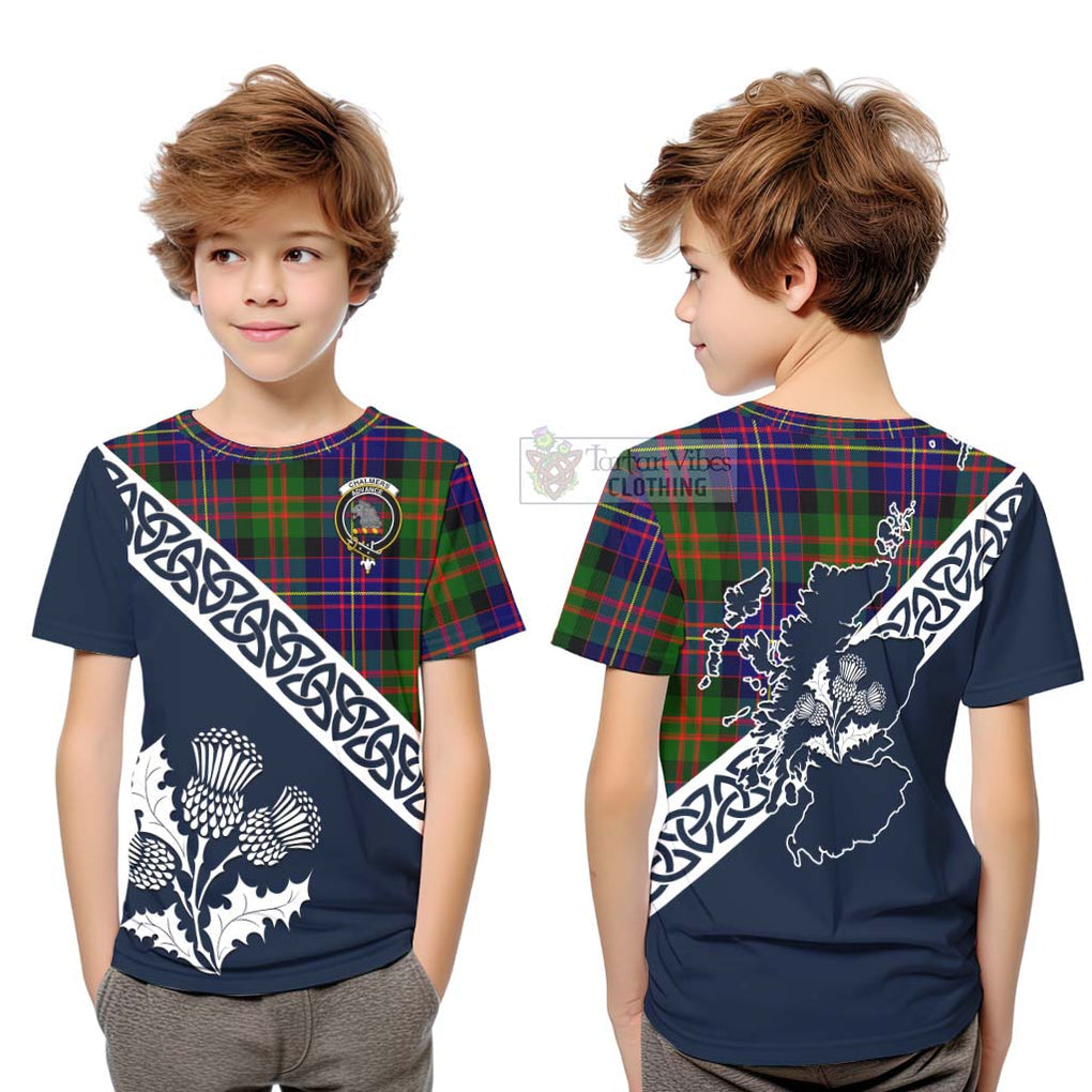 Chalmers Tartan Kid T-Shirt Featuring Thistle and Scotland Map Youth XL Size14 - Tartan Vibes Clothing