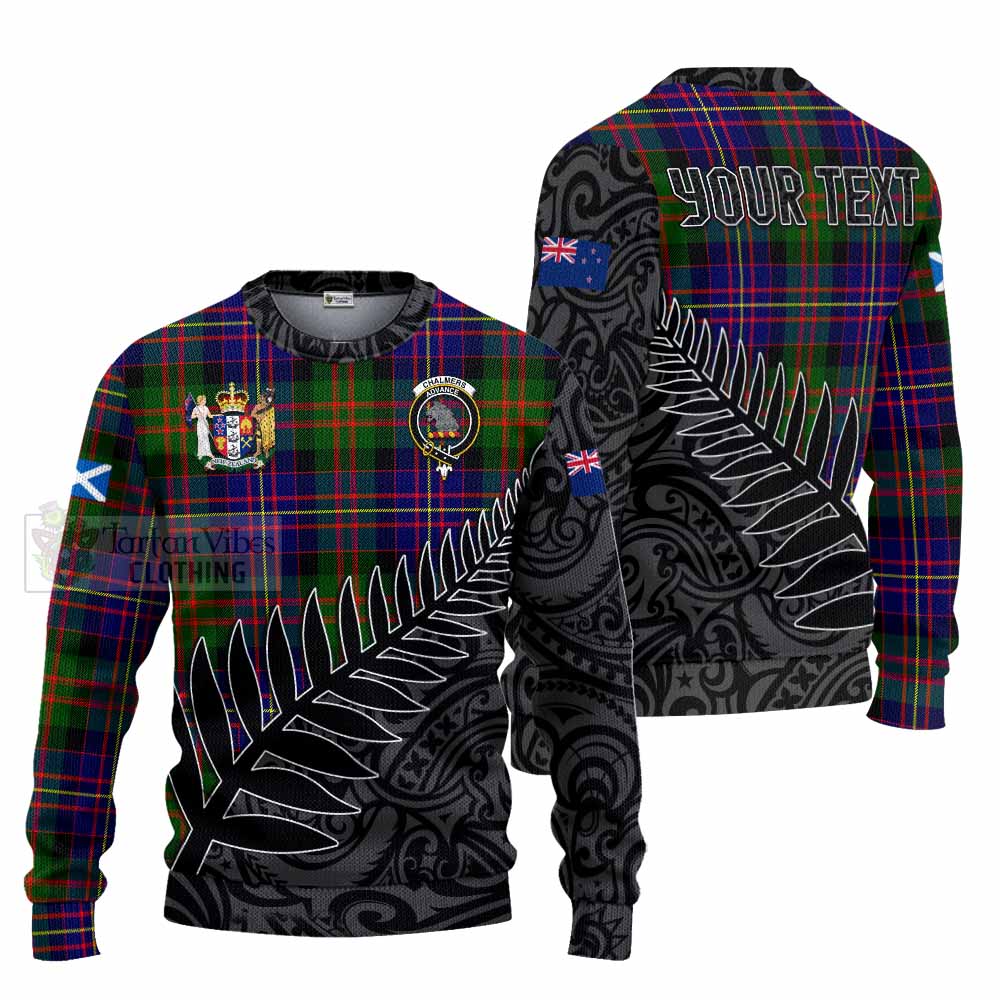 Chalmers Crest Tartan Knitted Sweater with New Zealand Silver Fern Half Style Unisex - Tartan Vibes Clothing