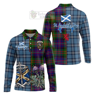 Chalmers Tartan Long Sleeve Polo Shirt Happy St. Andrew's Day Half Tartan Style Unisex - Tartan Vibes Clothing