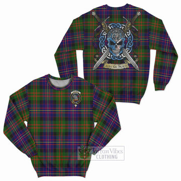 Chalmers Tartan Sweatshirt with Family Crest Celtic Skull Style Unisex - Tartan Vibes Clothing