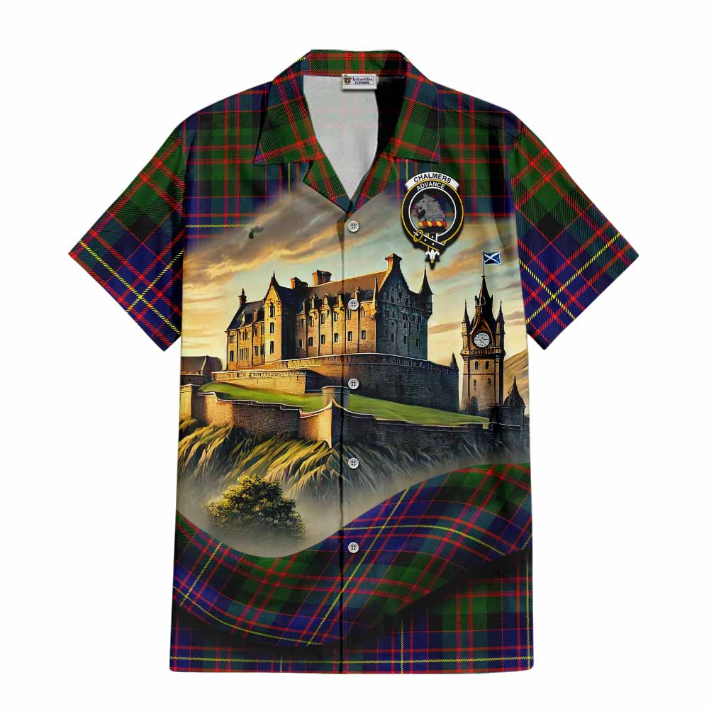 Chalmers Tartan Family Crest Hawaiian Shirt with Scottish Ancient Castle Style Kid - Tartan Vibes Clothing