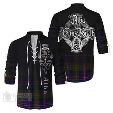 Chalmers Tartan Ghillie Kilt Shirt Featuring Alba Gu Brath Family Crest Celtic Inspired Men - Tartan Vibes Clothing