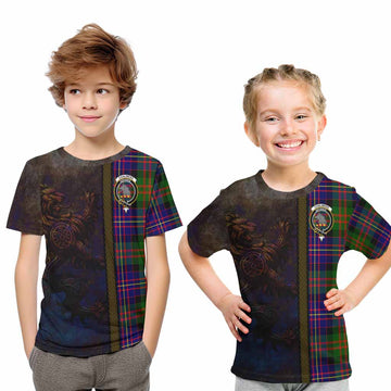 Chalmers Tartan Family Crest Kid T-Shirt Alba Gu Brath Be Brave Lion Ancient Style