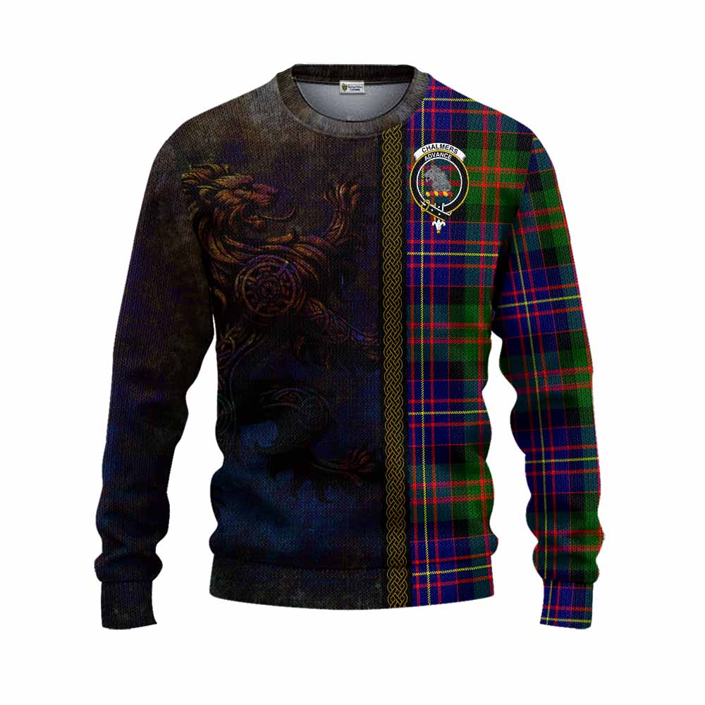 Chalmers Tartan Family Crest Knitted Sweater Alba Gu Brath Be Brave Lion Ancient Style Unisex - Tartan Vibes Clothing