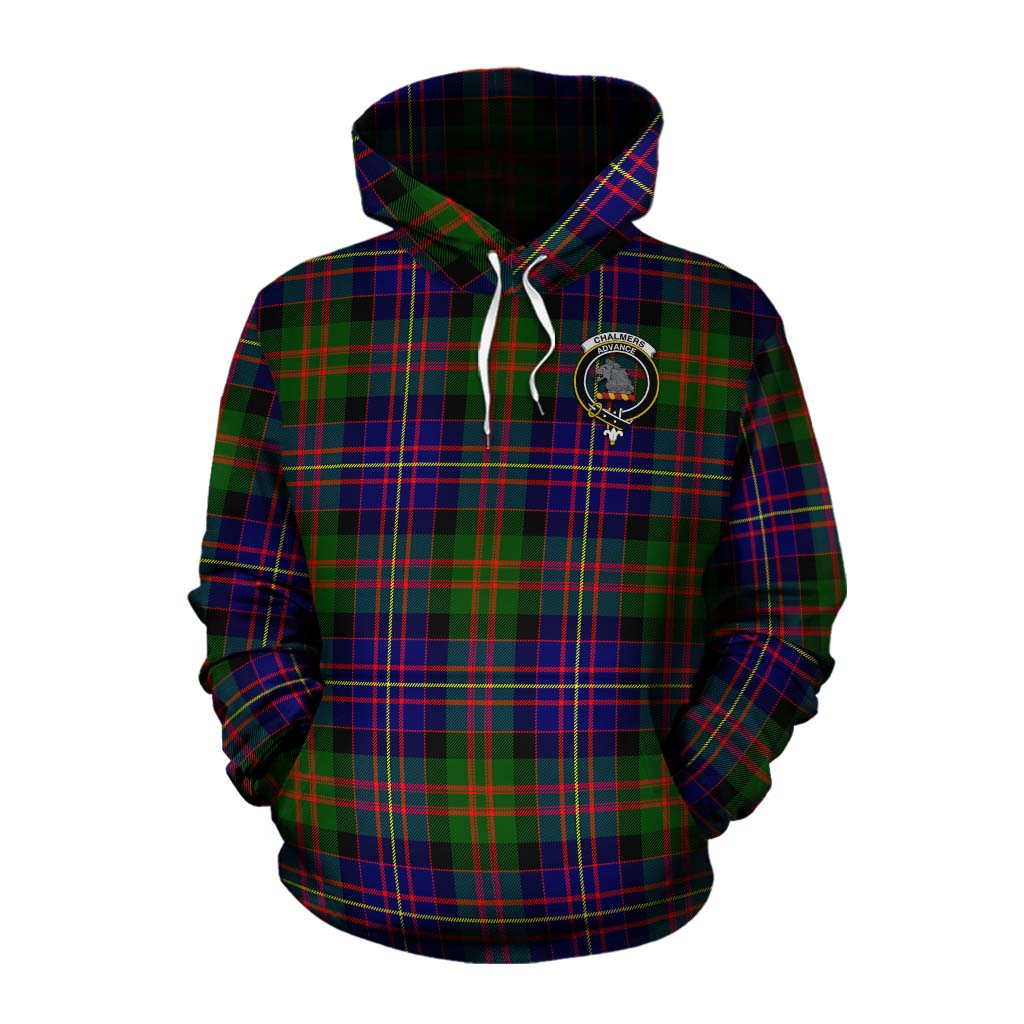 Chalmers Tartan Cotton Hoodie with Family Crest Celtic Skull Style Pullover Hoodie XS - Tartan Vibes Clothing
