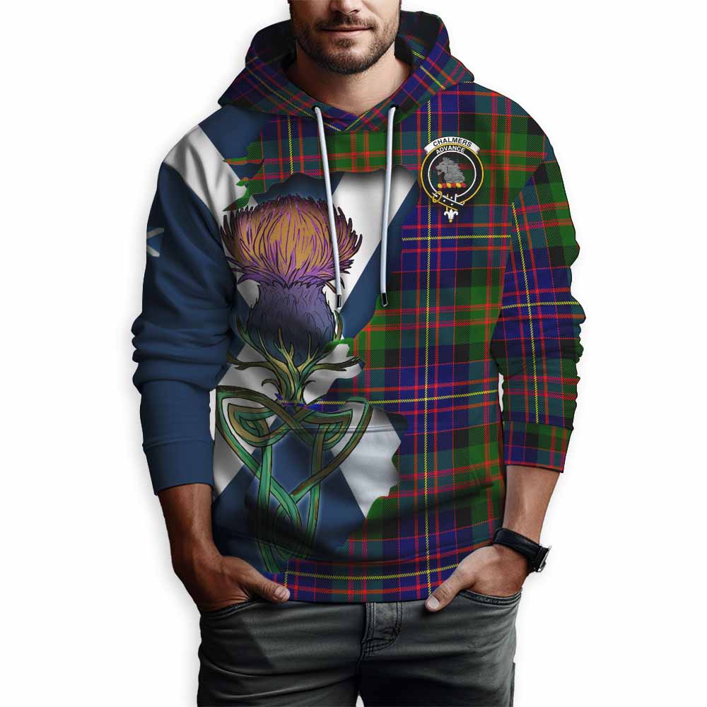 Chalmers Tartan Family Crest Hoodie Scottish Thistle Celtic Inspired Pullover Hoodie - Tartan Vibes Clothing