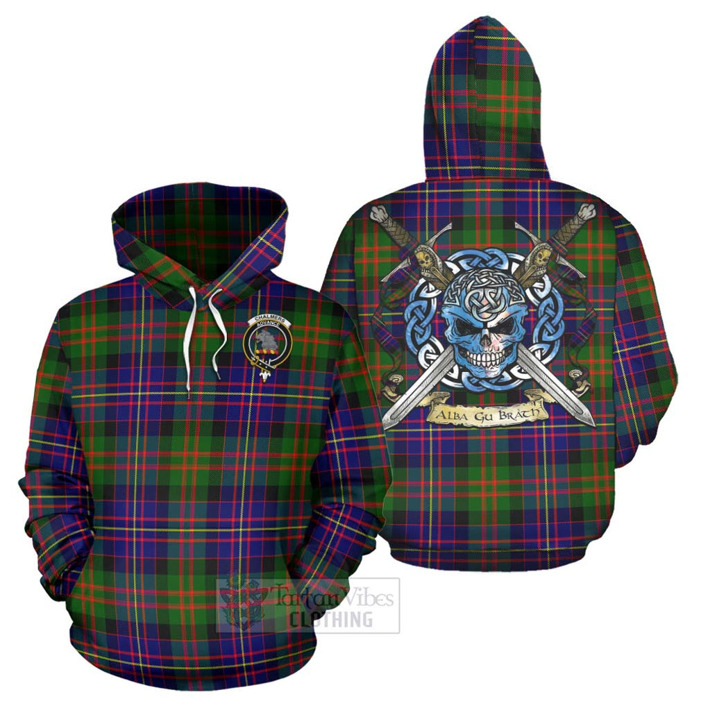 Chalmers Tartan Hoodie with Family Crest Celtic Skull Style Zip Hoodie - Tartan Vibes Clothing