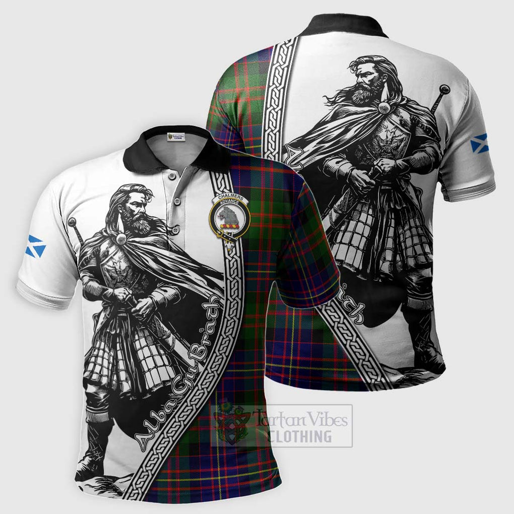 Chalmers Tartan Clan Crest Polo Shirt with Highlander Warrior Celtic Style Kid - Tartan Vibes Clothing