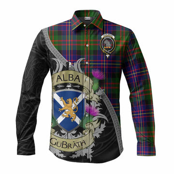 Chalmers Tartan Family Crest Long Sleeve Button Shirt Lion Rampant Royal Thistle Shield Celtic Inspired Men's Shirt S - Tartan Vibes Clothing