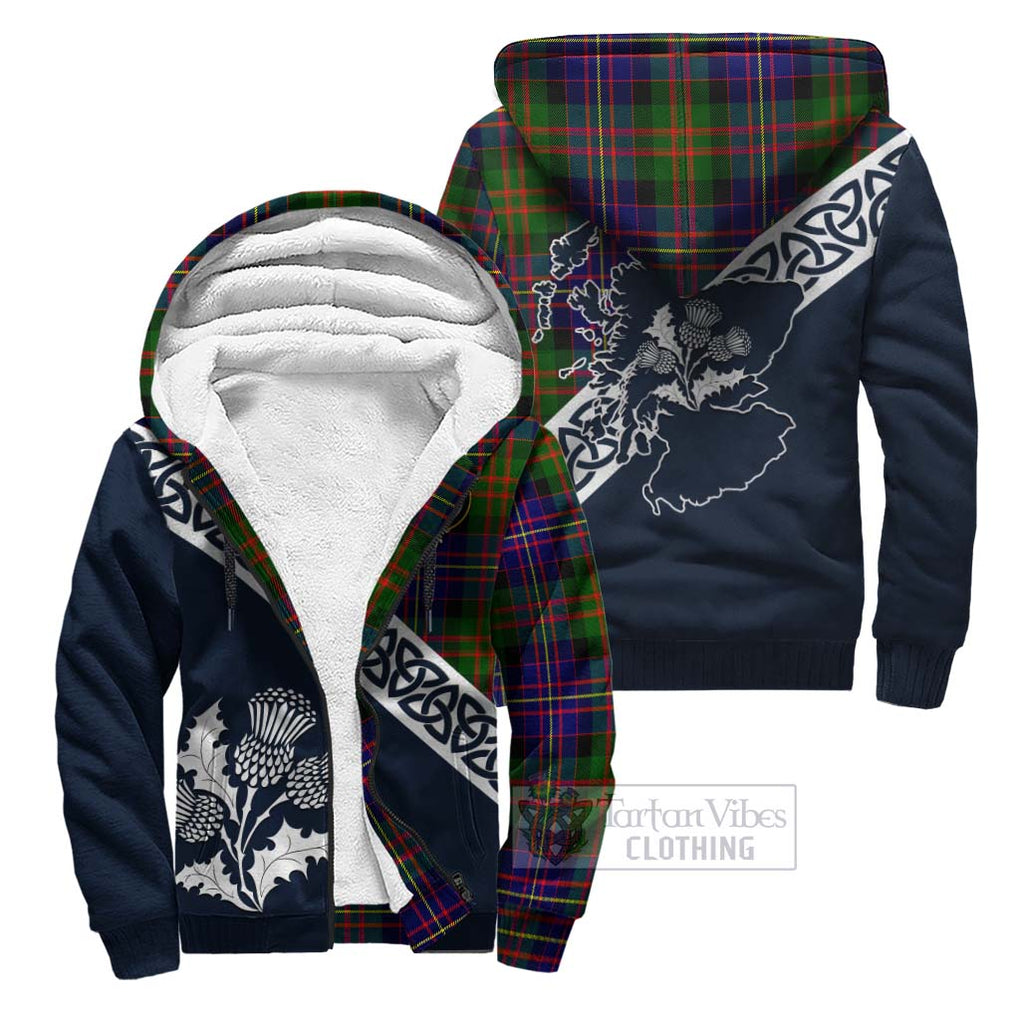 Chalmers Tartan Sherpa Hoodie Featuring Thistle and Scotland Map Unisex - Tartan Vibes Clothing