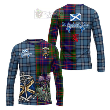 Chalmers Tartan Long Sleeve T-Shirt Happy St. Andrew's Day Half Tartan Style Unisex - Tartan Vibes Clothing