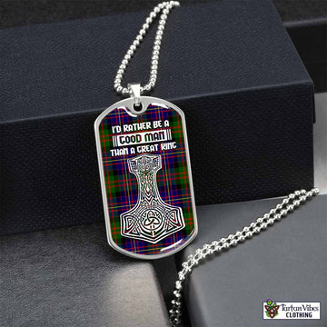 Chalmers Tartan Dog Tag Necklace Viking Mjolnir Style Silver No - Tartan Vibes Clothing