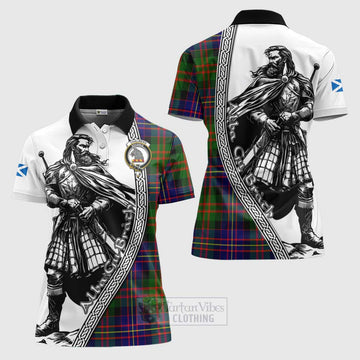 Chalmers Tartan Clan Crest Women's Polo Shirt with Highlander Warrior Celtic Style Women - Tartan Vibes Clothing