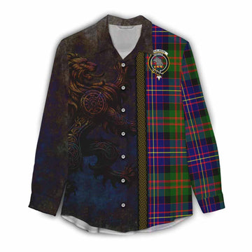 Chalmers Tartan Family Crest Women's Casual Shirt Alba Gu Brath Be Brave Lion Ancient Style Female - Tartan Vibes Clothing