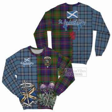 Chalmers Tartan Sweatshirt Happy St. Andrew's Day Half Tartan Style Unisex - Tartan Vibes Clothing
