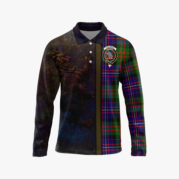 Chalmers Tartan Family Crest Long Sleeve Polo Shirt Alba Gu Brath Be Brave Lion Ancient Style