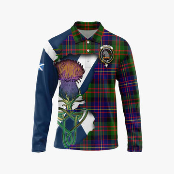 Tartan Vibes Clothing Chalmers Tartan Family Crest Long Sleeve Polo Shirt Scottish Thistle Celtic Inspired