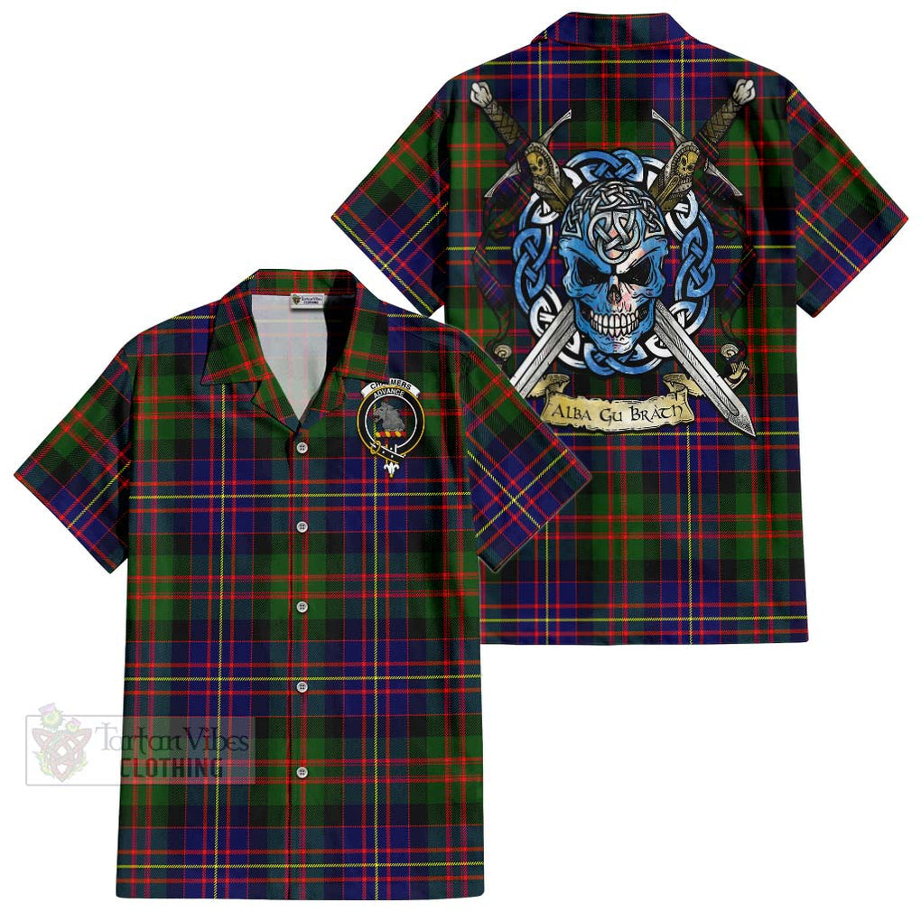 Chalmers Tartan Hawaiian Shirt with Family Crest Celtic Skull Style Kid - Tartan Vibes Clothing