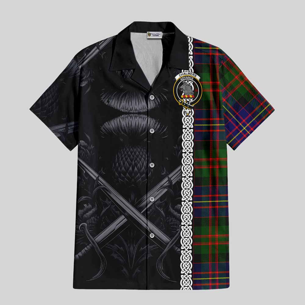 Chalmers Tartan Hawaiian Shirt with Family Crest Cross Sword Thistle Celtic Vibes Kid - Tartan Vibes Clothing