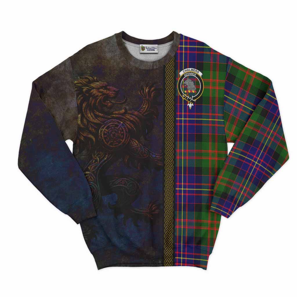 Chalmers Tartan Family Crest Sweatshirt Alba Gu Brath Be Brave Lion Ancient Style Unisex - Tartan Vibes Clothing
