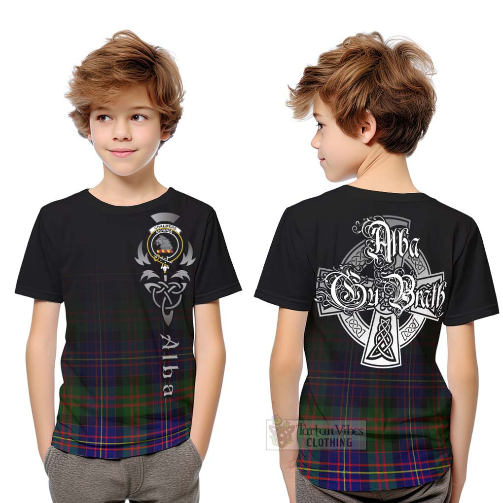 Chalmers Tartan Kid T-Shirt Featuring Alba Gu Brath Family Crest Celtic Inspired Youth XL Size14 - Tartan Vibes Clothing