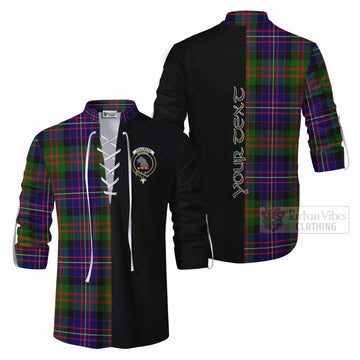 Chalmers Tartan Ghillie Kilt Shirt with Family Crest and Half Of Me Style Men - Tartan Vibes Clothing