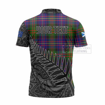 Tartan Vibes Clothing Chalmers Crest Tartan Zipper Polo Shirt with New Zealand Silver Fern Half Style