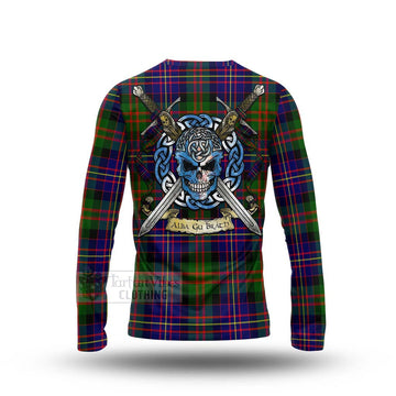 Chalmers Tartan Long Sleeve T-Shirt with Family Crest Celtic Skull Style - Tartan Vibes Clothing