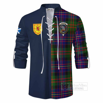 Chalmers Tartan Ghillie Kilt Shirt Alba with Scottish Lion Royal Arm Half Style