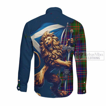 Chalmers Tartan Family Crest Long Sleeve Button Shirt with Scottish Majestic Lion Men's Shirt - Tartan Vibes Clothing