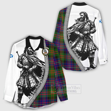Chalmers Tartan Clan Crest Women's Casual Shirt with Highlander Warrior Celtic Style - Tartan Vibes Clothing