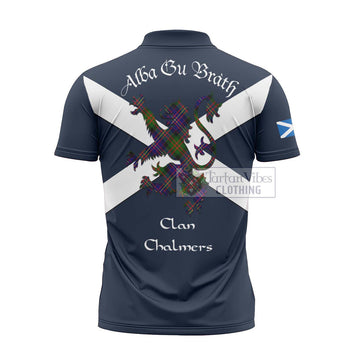 Chalmers Tartan Lion Rampant Zipper Polo Shirt Proudly Display Your Heritage with Alba Gu Brath and Clan Name - Tartan Vibes Clothing