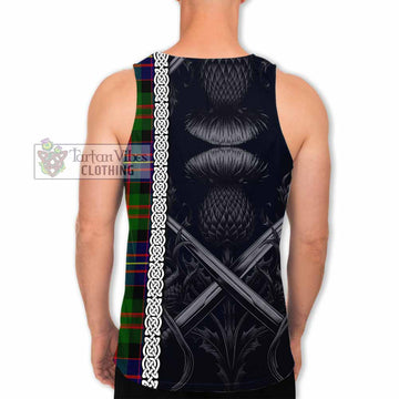 Chalmers Tartan Men's Tank Top with Family Crest Cross Sword Thistle Celtic Vibes - Tartan Vibes Clothing
