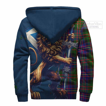 Chalmers Tartan Family Crest Sherpa Hoodie with Scottish Majestic Lion - Tartan Vibes Clothing