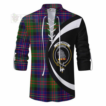 Chalmers Tartan Ghillie Kilt Shirt with Family Crest Circle Style - Tartan Vibes Clothing