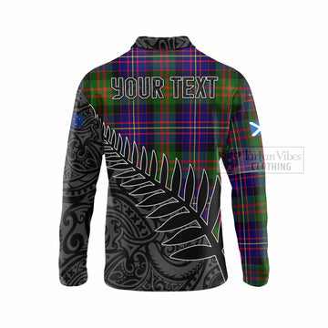 Chalmers Crest Tartan Long Sleeve Polo Shirt with New Zealand Silver Fern Half Style