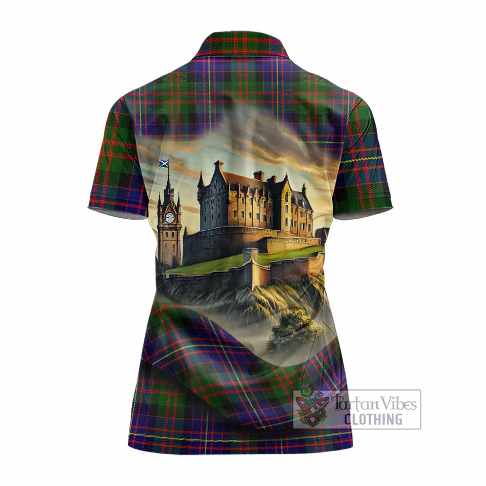 Chalmers Tartan Family Crest Women's Polo Shirt with Scottish Ancient Castle Style - Tartan Vibes Clothing