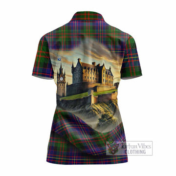 Chalmers Tartan Family Crest Women's Polo Shirt with Scottish Ancient Castle Style - Tartan Vibes Clothing
