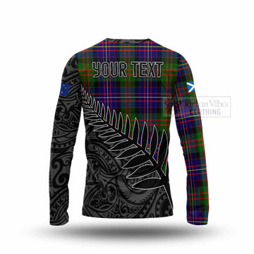 Tartan Vibes Clothing Chalmers Crest Tartan Long Sleeve T-Shirt with New Zealand Silver Fern Half Style
