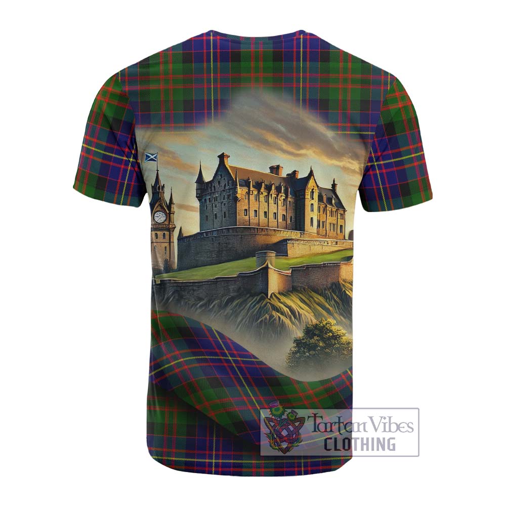 Chalmers Tartan Family Crest Cotton T-shirt with Scottish Ancient Castle Style - Tartan Vibes Clothing